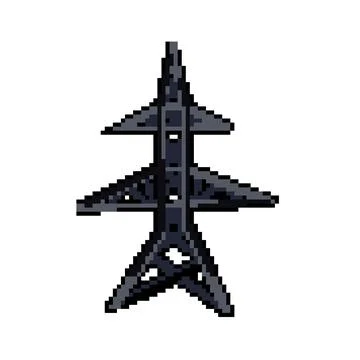 Tower electric pylon pixel art vector illustration Illustrazione stock