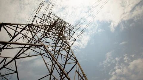 Tower of Electricity Vertical Time Lapse Stock Footage 87980973