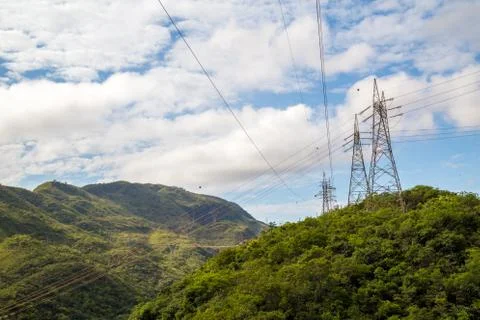 Tower eletric montain and cloud Stock Photos