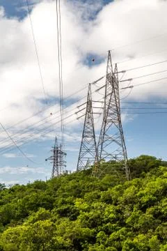Tower eletric montain and cloud Stock Photos