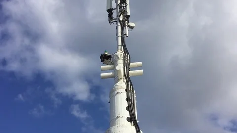 Tower filled with antennas for cellphone network Stock Footage 83800755