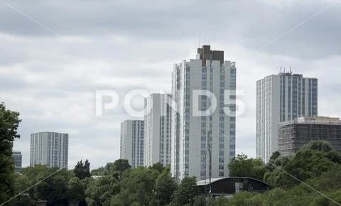 Tower Fire - Camden Towers Cladding Stock Photo ~ #219038900