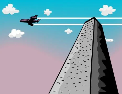 Tower Flyby Stock Illustration