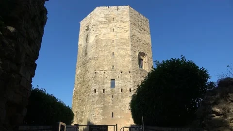 The tower of Frederick II in the centre of the historic city of Enna, Sicily. Stock Footage 143836664