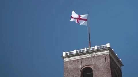 A tower with Genoa's flag Stock Footage 142948463