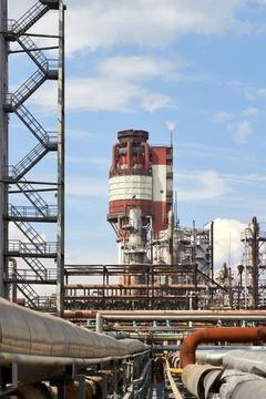 Tower granulator chimney cooling tower granular fertilizer and petrochemical Stock Photos