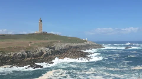 The Tower of Hercules in A Coruna, Spain. Stock Footage 66879183