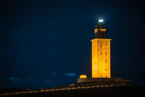 Tower of hercules at sunset Foto stock