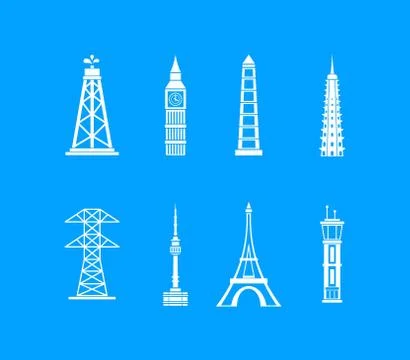 Tower icon blue set vector Illustrazione stock