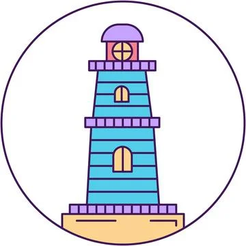 Tower icon vector control fort castle in circle Stock Illustration