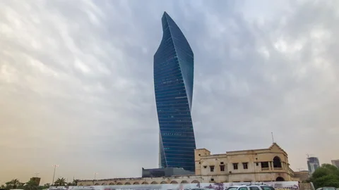 Tower in Kuwait City timelapse hyperlapse. Kuwait, Middle East Stock Footage 145318696