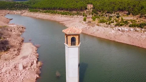 Tower in the lake Stock Footage 138082604