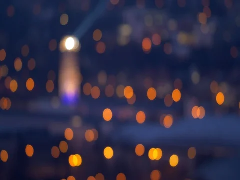 Tower lighting up city at night Stock-Footage 83910640