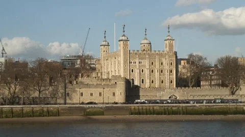 Tower of London from across the river 07 Stock Footage 35596231
