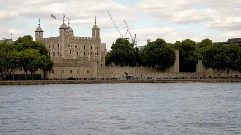 The Tower of London over The River Thames Stock Footage 101898567