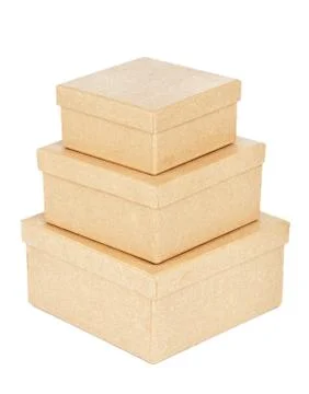 Tower made from cardboard boxes Stockfoto's