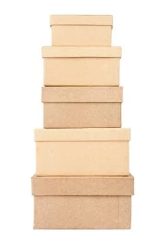 Tower made from cardboard boxes Stock Photos