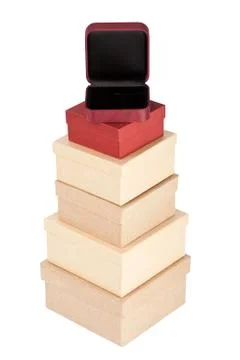 Tower made from cardboard boxes Stock Photos