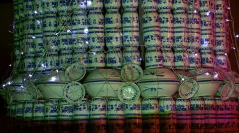 Tower made ​​of porcelain cups Video stock 10683084