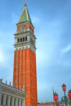The tower on the main square in Venice. Stock Photos