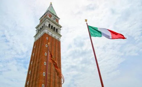 The tower on the main square in Venice. Stock Photos