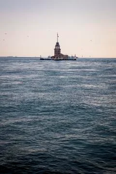 A tower in the middle of the ocean Stock Photos