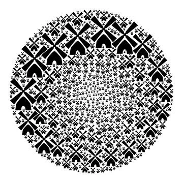Tower Mill Icon Spheric Cluster Collage Ilustração Stock