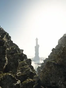 Tower in the Mist Stock Illustration