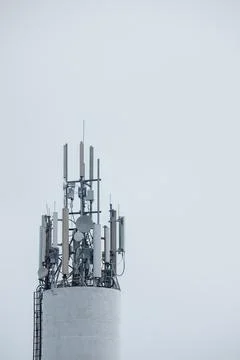 Tower of mobile operators 4G, communication station Stock Photos