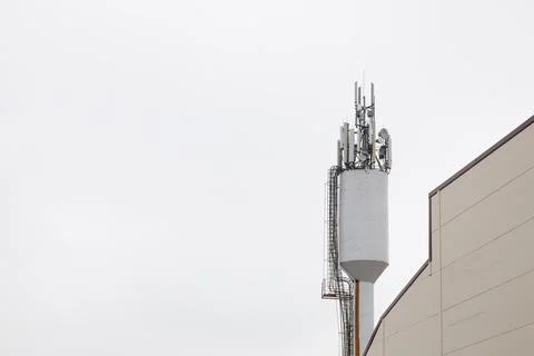Tower of mobile operators 4G, communication station Stock Photos