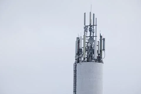 Tower of mobile operators 4G, communication station Stock Photos