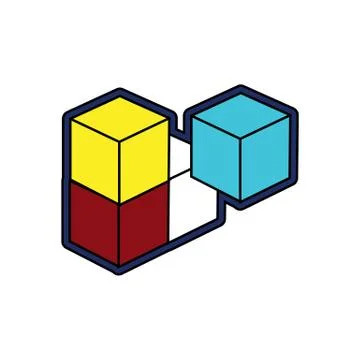 Tower of multi-colored cubes on a beige background Stock Illustration