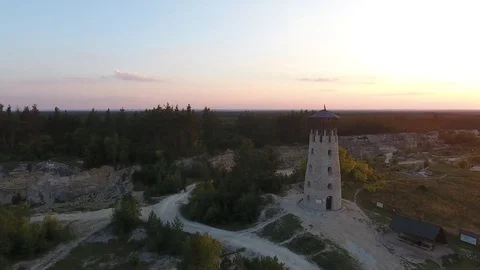 Tower near a stone pit Stock Footage 78940803