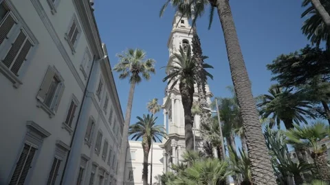  Tower next to the Basilica of Our Lady of the Rosary in Pompeii, Italy. Famous  Stock Footage 272902380