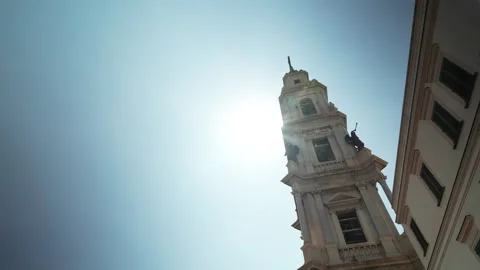 Tower next to the Basilica of Our Lady of the Rosary in Pompeii, Italy. Stock Footage 274634132