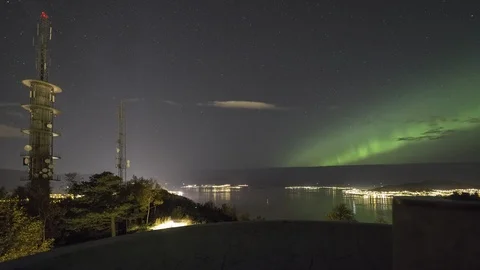 Tower with Northern Lights Stock Footage 87795633