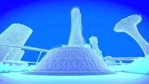 Tower office. Concept future city skyline. Futuristic business vision concept Ilustración de archivo