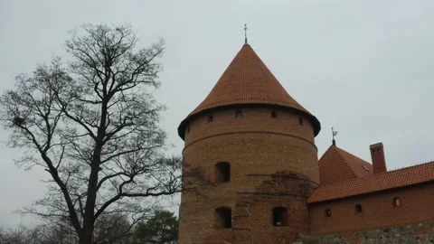 The tower of the old Gothic castle Видео 236641205