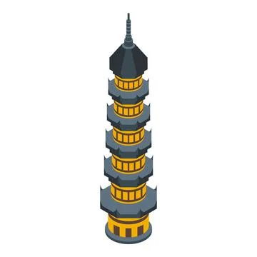 Tower pagoda icon isometric vector. Chinese building Ilustración de archivo