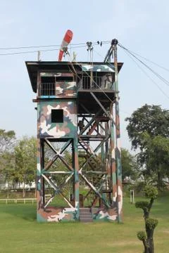 Tower for parachute training Foto stock