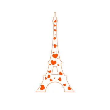 Tower of Paris. Tower in the heart. Vector illustration . Stock Illustration