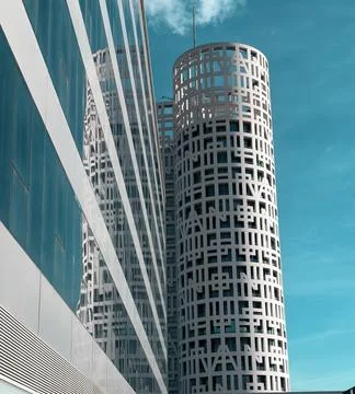 Tower of Patterns and Reflections Stock Photos