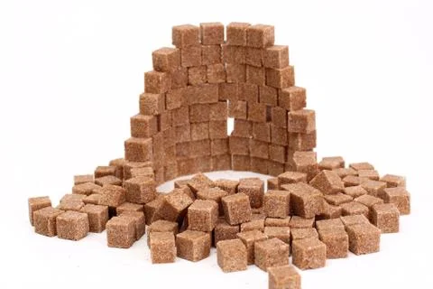 Tower from pieces of sugar Stock Photos