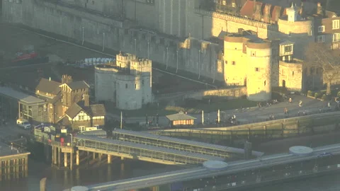 Tower Pier And The Tower Of London Sunset Stock Footage 172168024