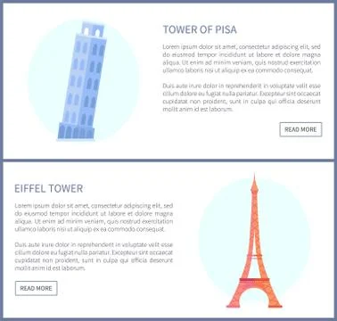 Tower of Pisa and Eiffel Tower Vector Illustration Stock Illustration