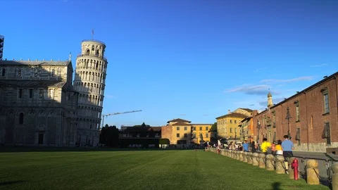 Tower of Pisa and Piazza dei Miracoli Timelapse, late afternoon, Tuscany, Italy Stock Footage 91044902