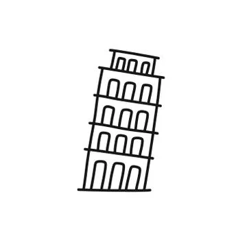 Tower of pisa doodle icon, vector line illustration Stock Illustration