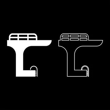 Tower in the pool for jump board diving springboard swimming set icon white c Illustrazione stock