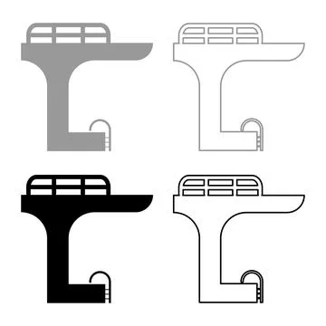 Tower in the pool for jump board diving springboard swimming set icon grey bl Illustrazione stock
