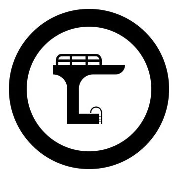 Tower in the pool for jump board diving springboard swimming icon in circle r Illustrazione stock